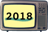 A retro TV set that reads 2018 on the screen.