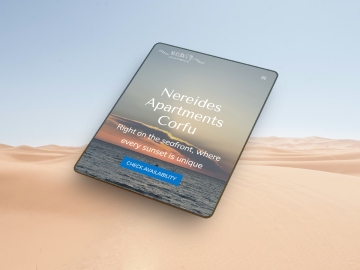 A sample of our work with a mock-up of how Nereides Apartments Corfu website looks on a tablet.