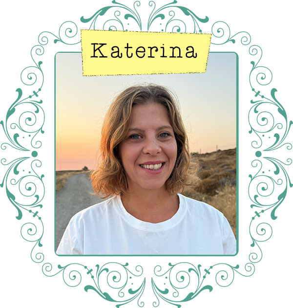 A portrait of Katerina, one half of the the hospitality storytellers and WordPress experts duo, with the sun setting in the background.